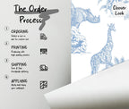 Blue Safari Toile Wallpaper: Jungle Animal Wall Mural - View 8