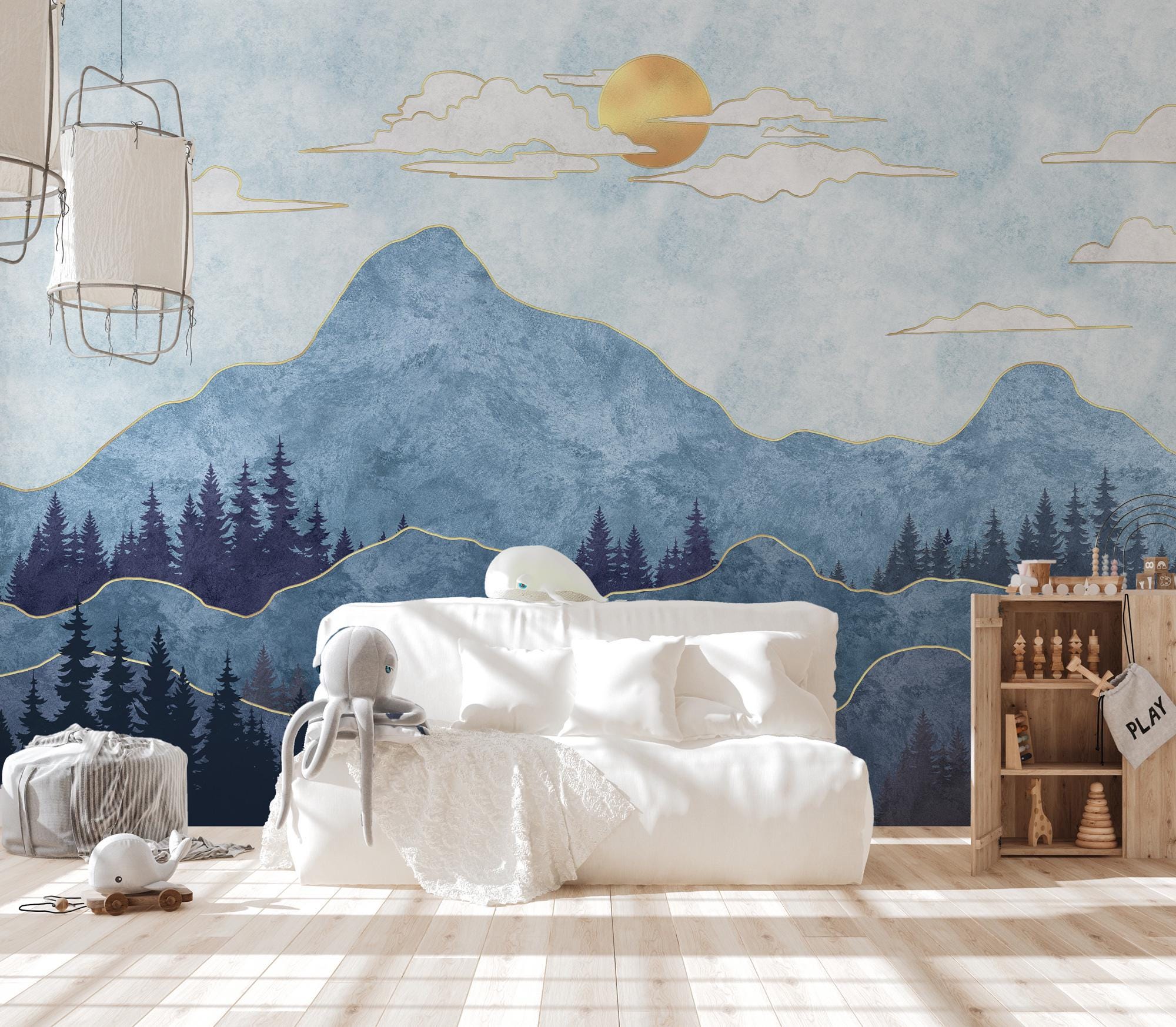 Mountain Forest Peel and Stick Wallpaper: Kids Wallpaper - View 3