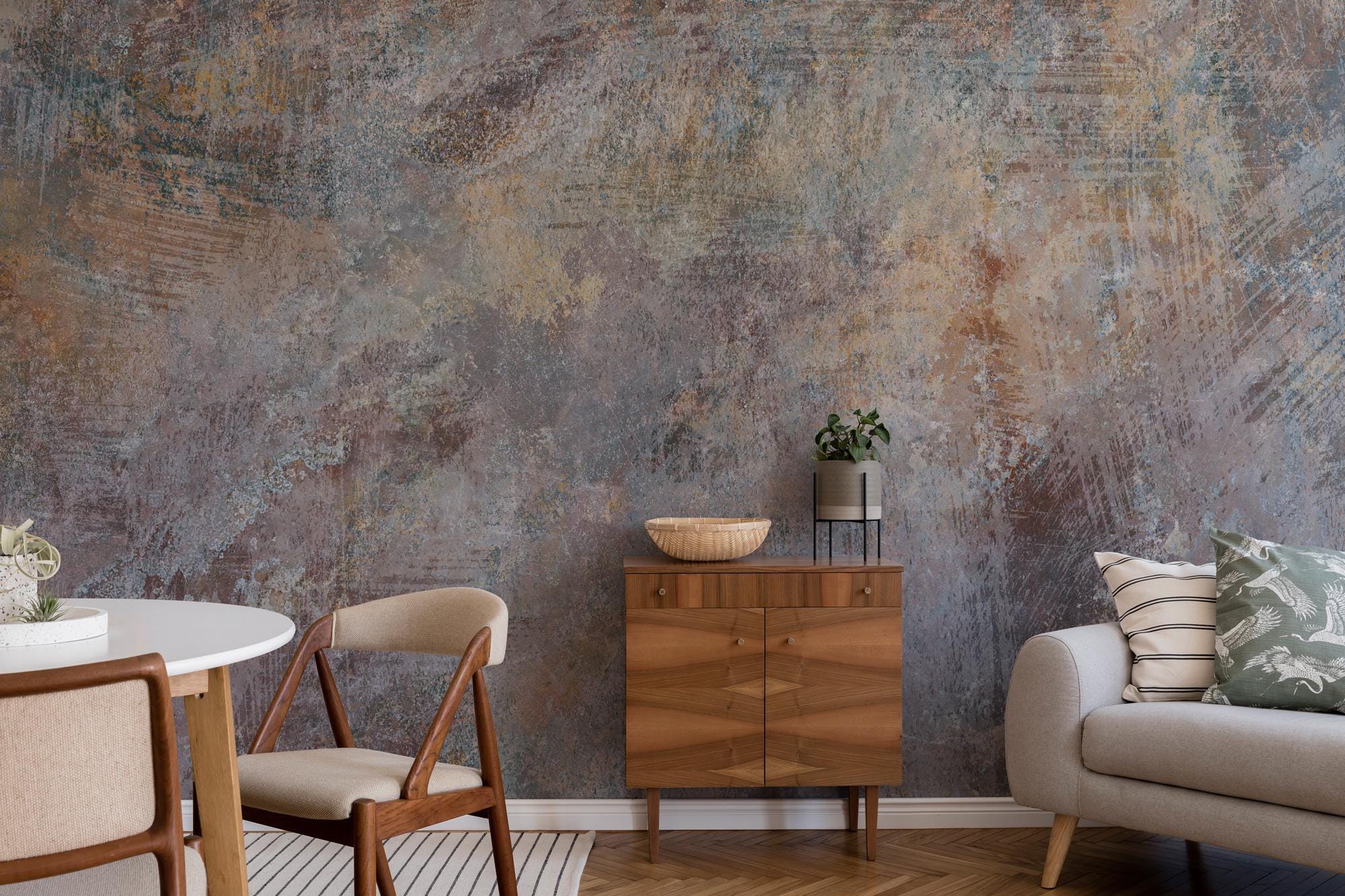 Textured Copper Wallpaper: Concrete Stucco Peel & Stick Wall Mural - View 2