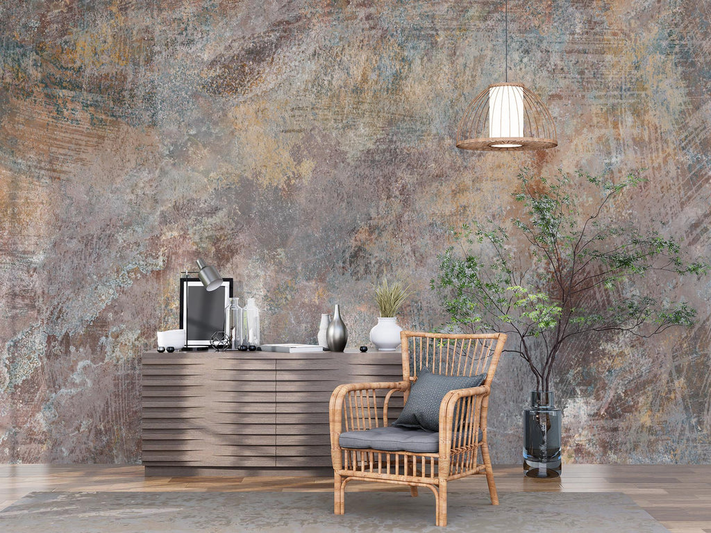Textured Copper Wallpaper: Concrete Stucco Peel & Stick Wall Mural - View 4