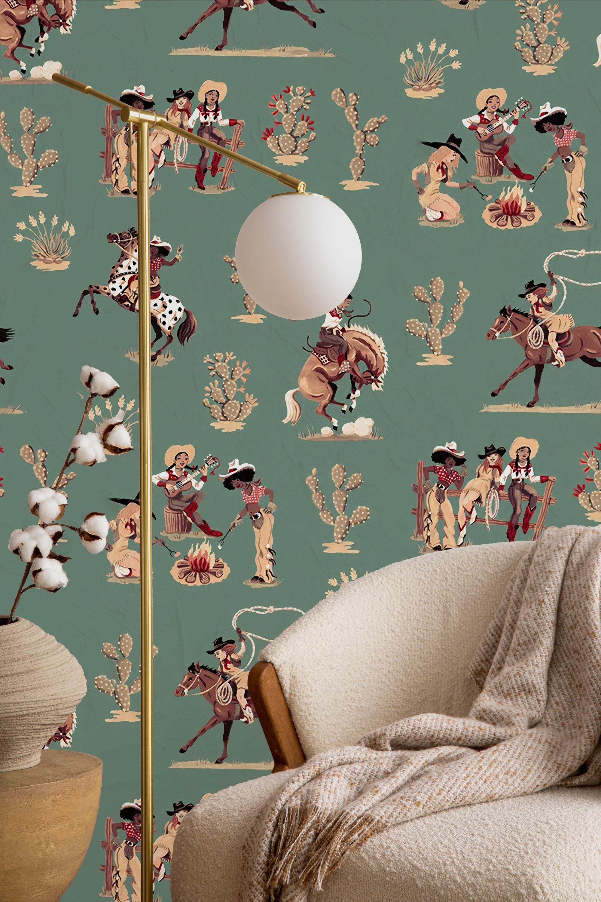 Rustic Cowboy Peel and Stick Wallpaper: Southwestern Home Decor - View 5