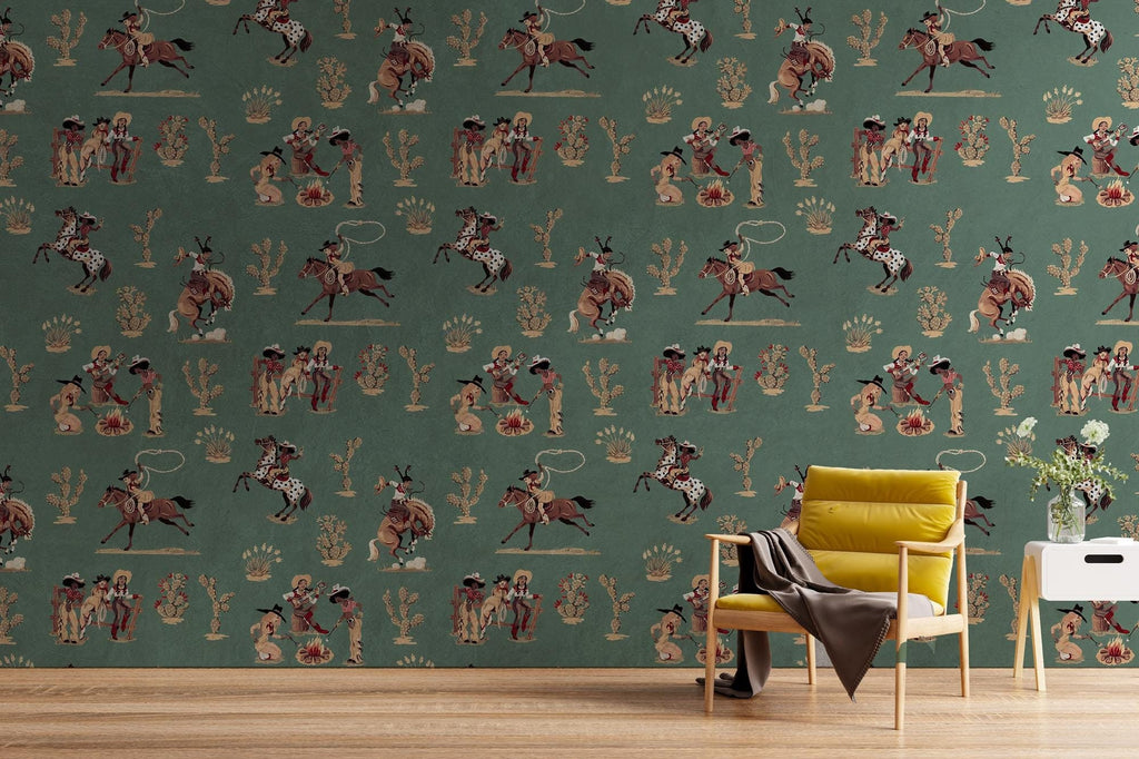 Rustic Cowboy Peel and Stick Wallpaper: Southwestern Home Decor - View 3