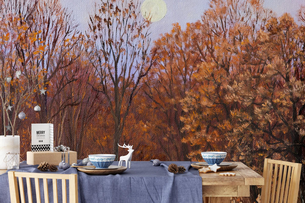 Autumn Forest Wall Mural: Rustic Fall Foliage Peel and Stick Wallpaper - View 4