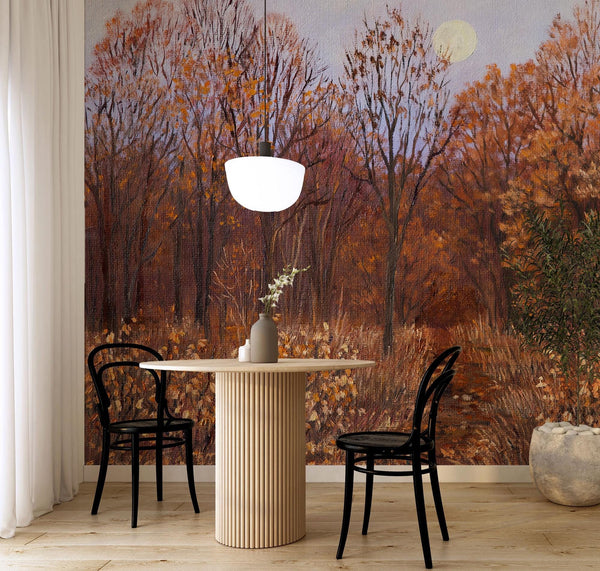 Autumn Forest Wall Mural: Rustic Fall Foliage Peel and Stick Wallpaper