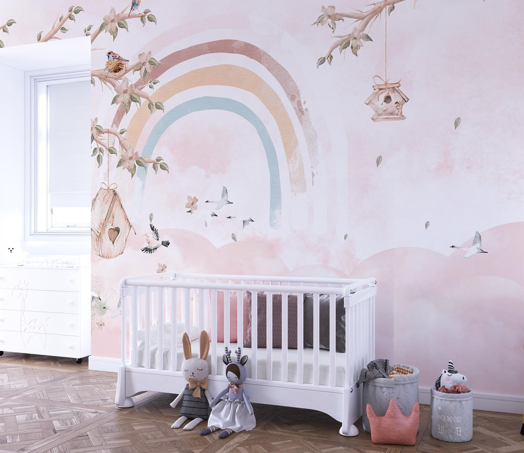 Pastel Rainbow Wallpaper: Whimsical Nursery Decor, Peel and Stick - View 6