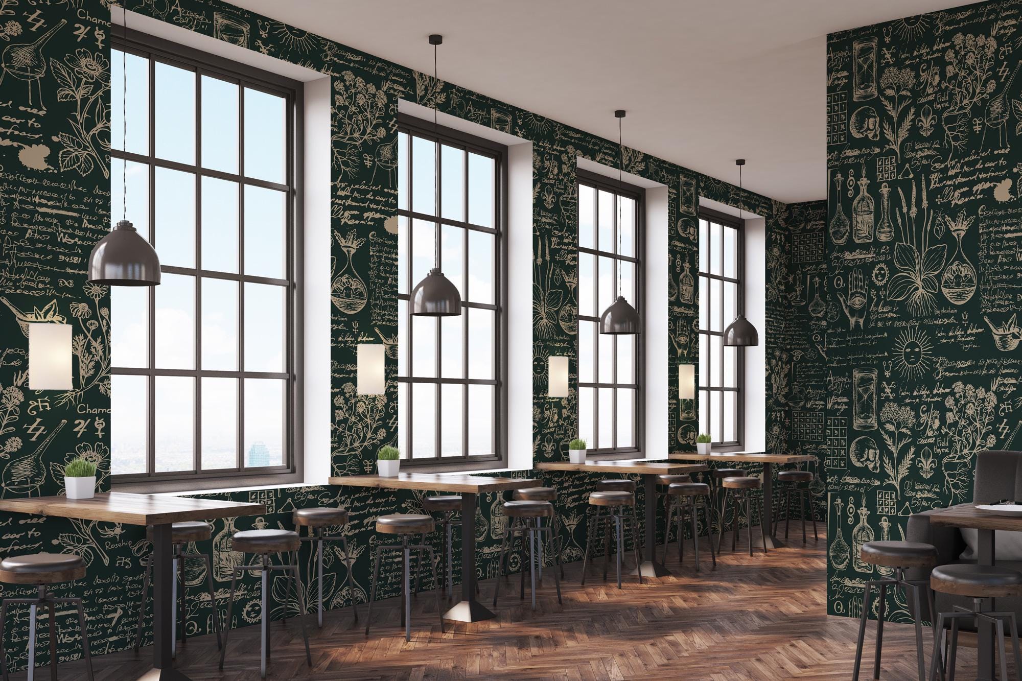 Botanical Herbal Wallpaper Mural: Vintage Apothecary Peel & Stick - View 4