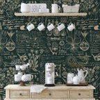 Botanical Herbal Wallpaper Mural: Vintage Apothecary Peel & Stick