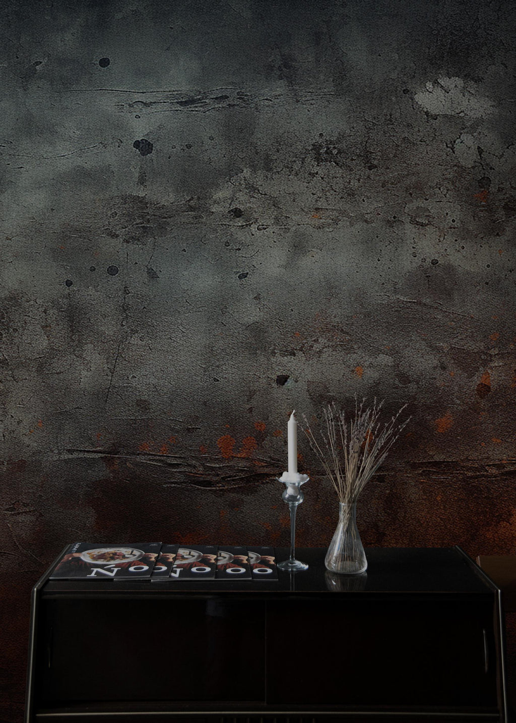 Black Concrete Wallpaper: Rusty Copper Tones, Peel and Stick - View 3