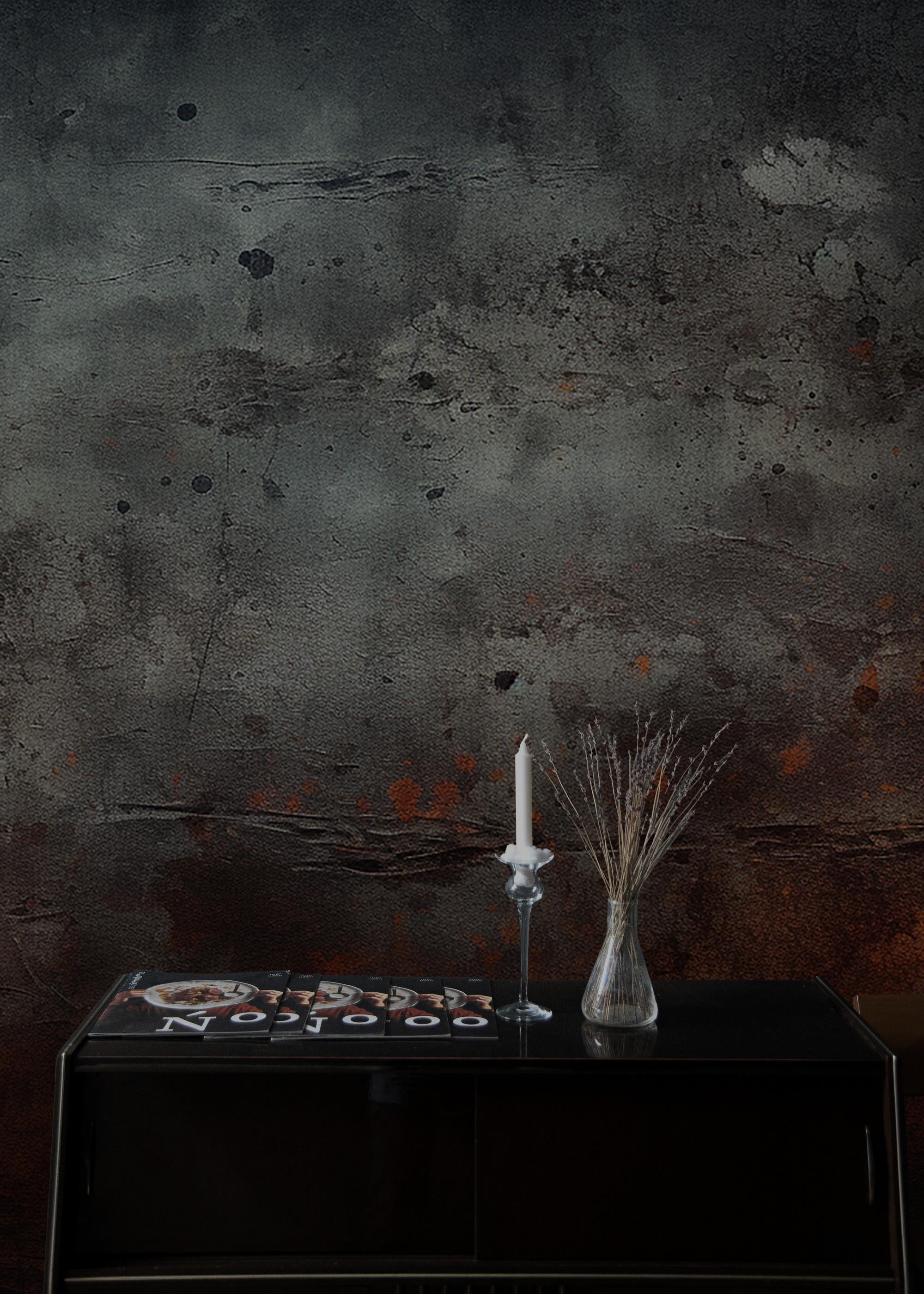 Black Concrete Wallpaper: Rusty Copper Tones, Peel and Stick - View 3