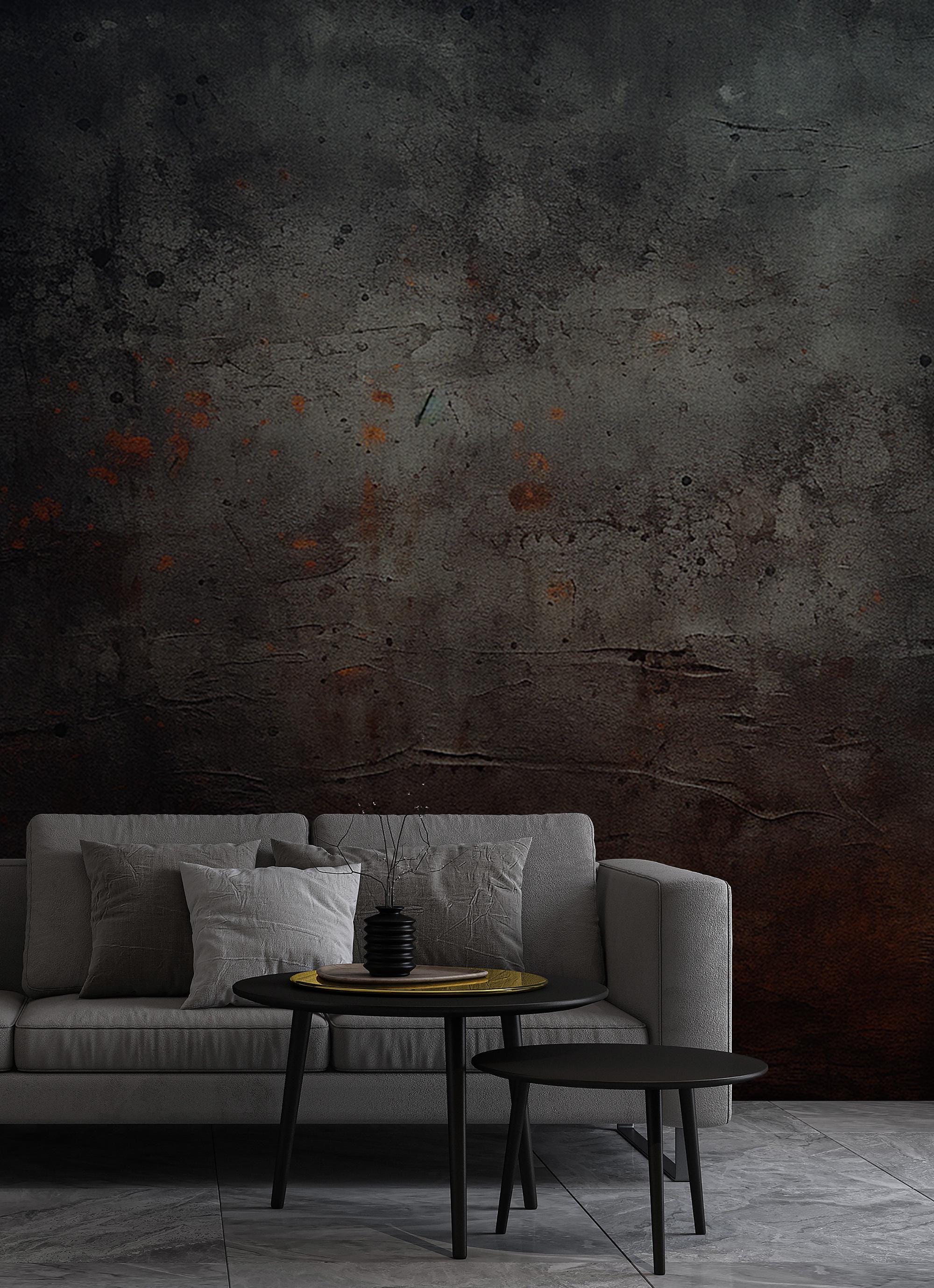 Black Concrete Wallpaper: Rusty Copper Tones, Peel and Stick - View 5