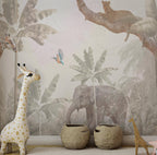 Safari Animals Wallpaper Mural: Peel and Stick Jungle Nursery - View 5