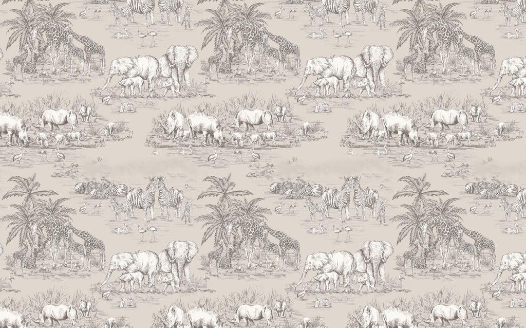 Safari Pattern Wallpaper: Neutral Jungle Mural, Kids Room Decor - View 6
