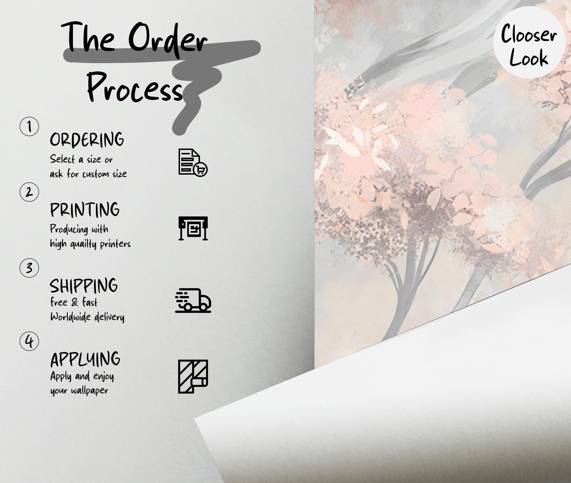 Watercolor Tree Wall Mural: Pastel Floral Peel and Stick Wallpaper - View 6