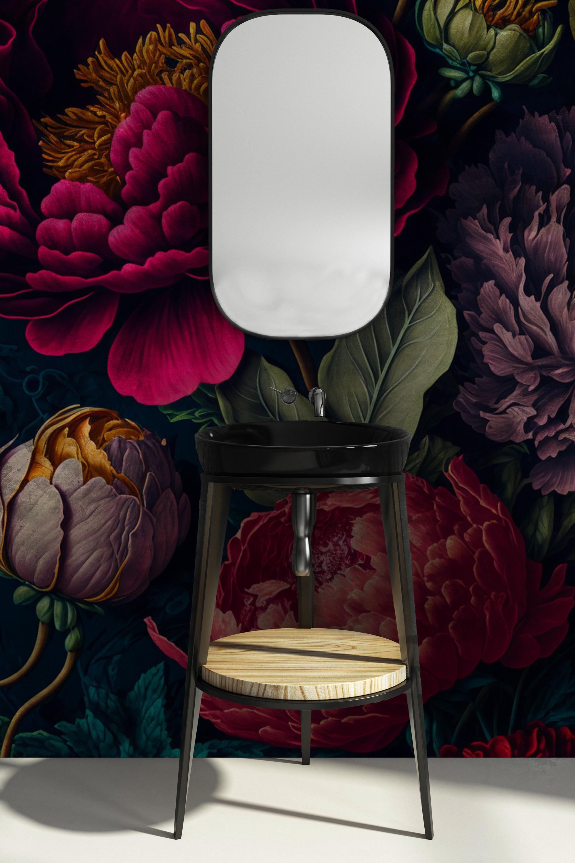 Dark Peony Floral Wall Mural: Removable Peel & Stick Wallpaper - View 3