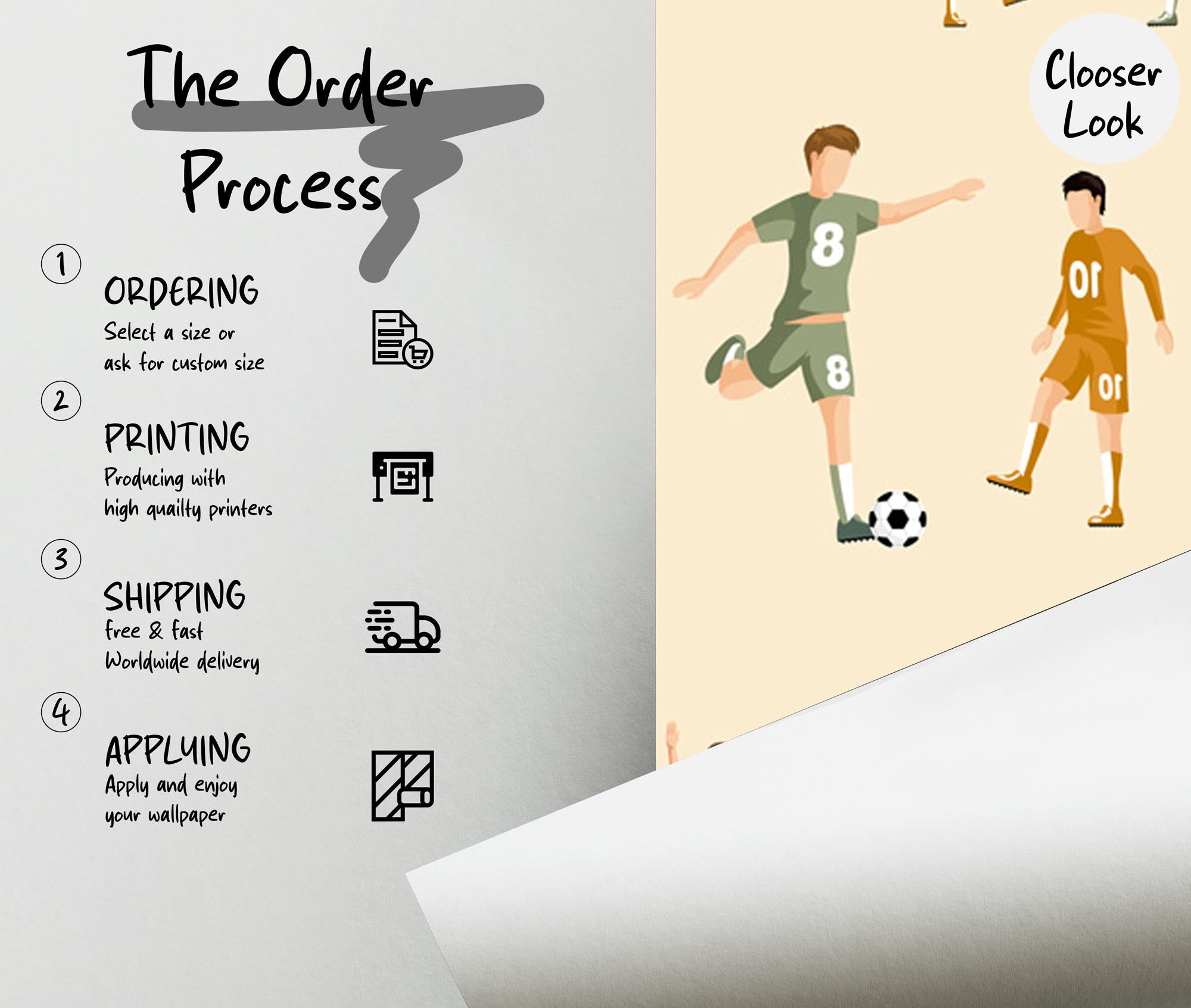 Soccer Kids Wall Mural: Peel & Stick Sports Wallpaper - View 6