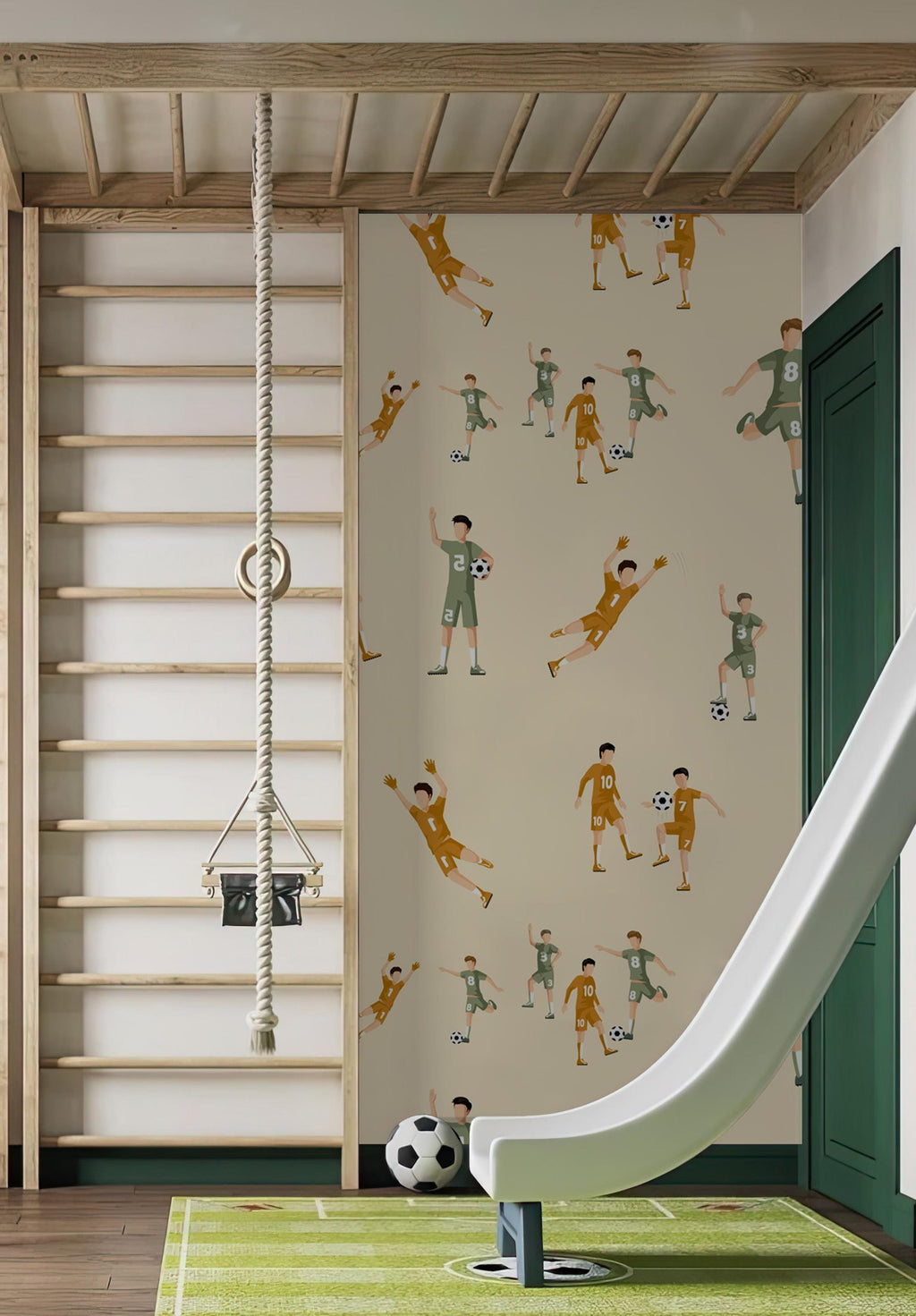 Soccer Kids Wall Mural: Peel & Stick Sports Wallpaper - View 5