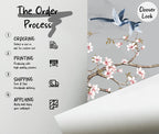 Cherry Blossom Wall Mural: Vintage Chinoiserie Floral Wallpaper (Peel and Stick) - View 6