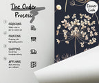 Dark Floral Wallpaper: Gold Wildflowers and Butterflies, Vintage Wall Mural - View 6