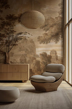 Vintage Scenic Landscape Wallpaper Mural: Ancient Countryside Peel and Stick - View 5