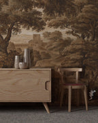Vintage Scenic Landscape Wallpaper Mural: Ancient Countryside Peel and Stick - View 2