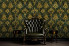 Luxury Green Damask Wallpaper: Victorian Baroque Wall Mural - View 4