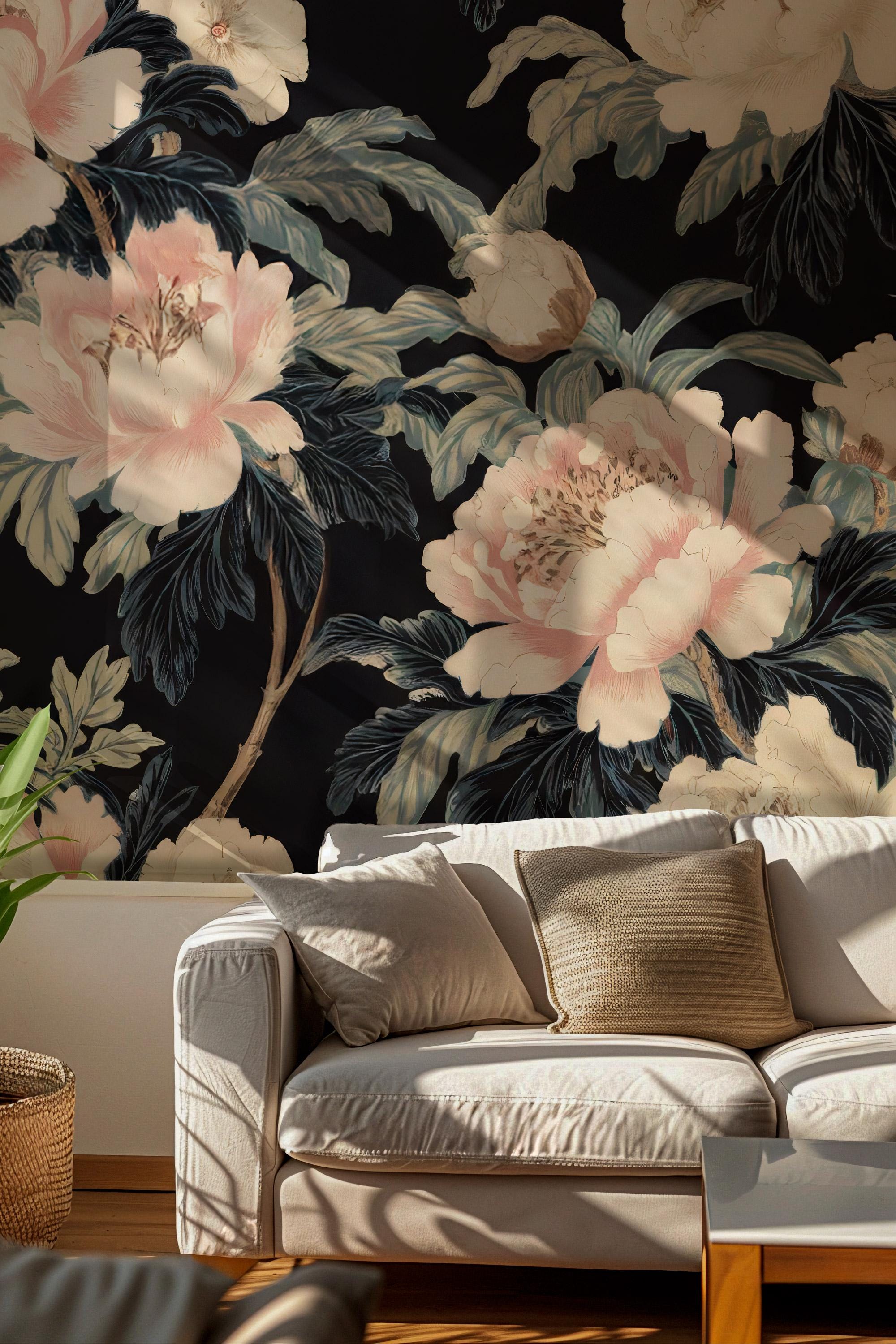 Crane & Floral Peel and Stick Wallpaper: Removable Wall Mural - View 2
