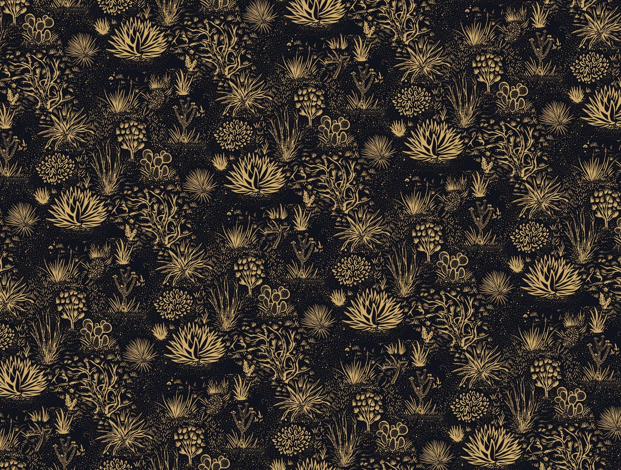 Black and Gold Flowers Wallpaper, Floral Peel and Stick - View 5