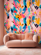 Abstract Floral Wallpaper: Hand Painted Watercolor Wall Mural, Peel and Stick - View 4