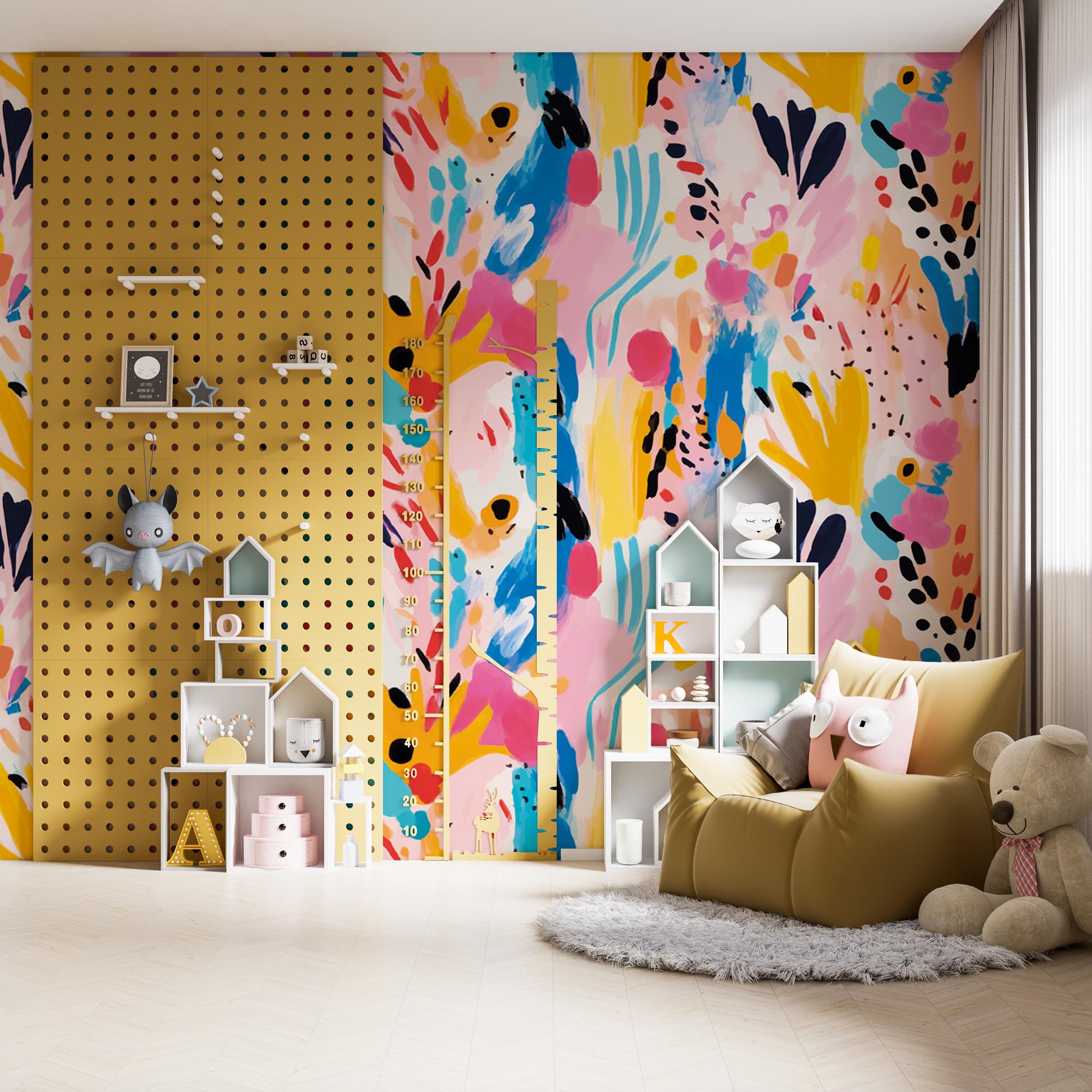 Abstract Floral Wallpaper: Hand Painted Watercolor Wall Mural, Peel and Stick - View 5