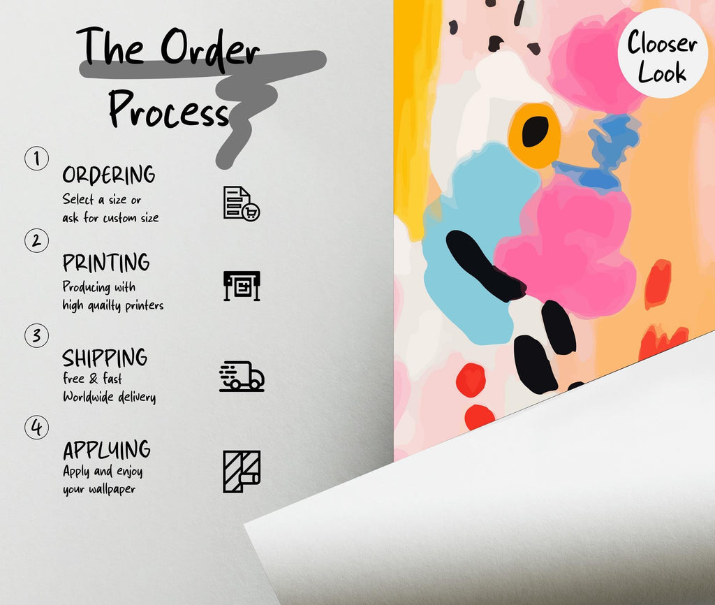 Abstract Floral Wallpaper: Hand Painted Watercolor Wall Mural, Peel and Stick - View 7