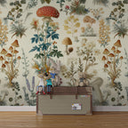 Mushroom Botanical Wallpaper: Secret Garden Peel and Stick Wall Mural