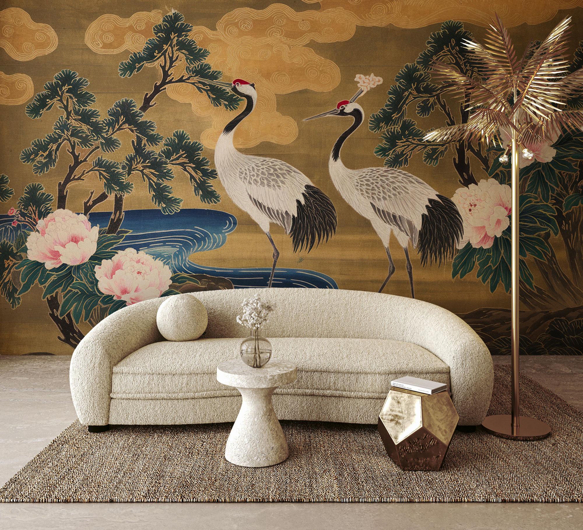 Chinoiserie Crane Wallpaper: Vintage Japanese Birds Wall Mural - View 2