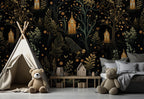 Gothic Haunted Forest Wallpaper: Spooky Skull Church Mural - View 4