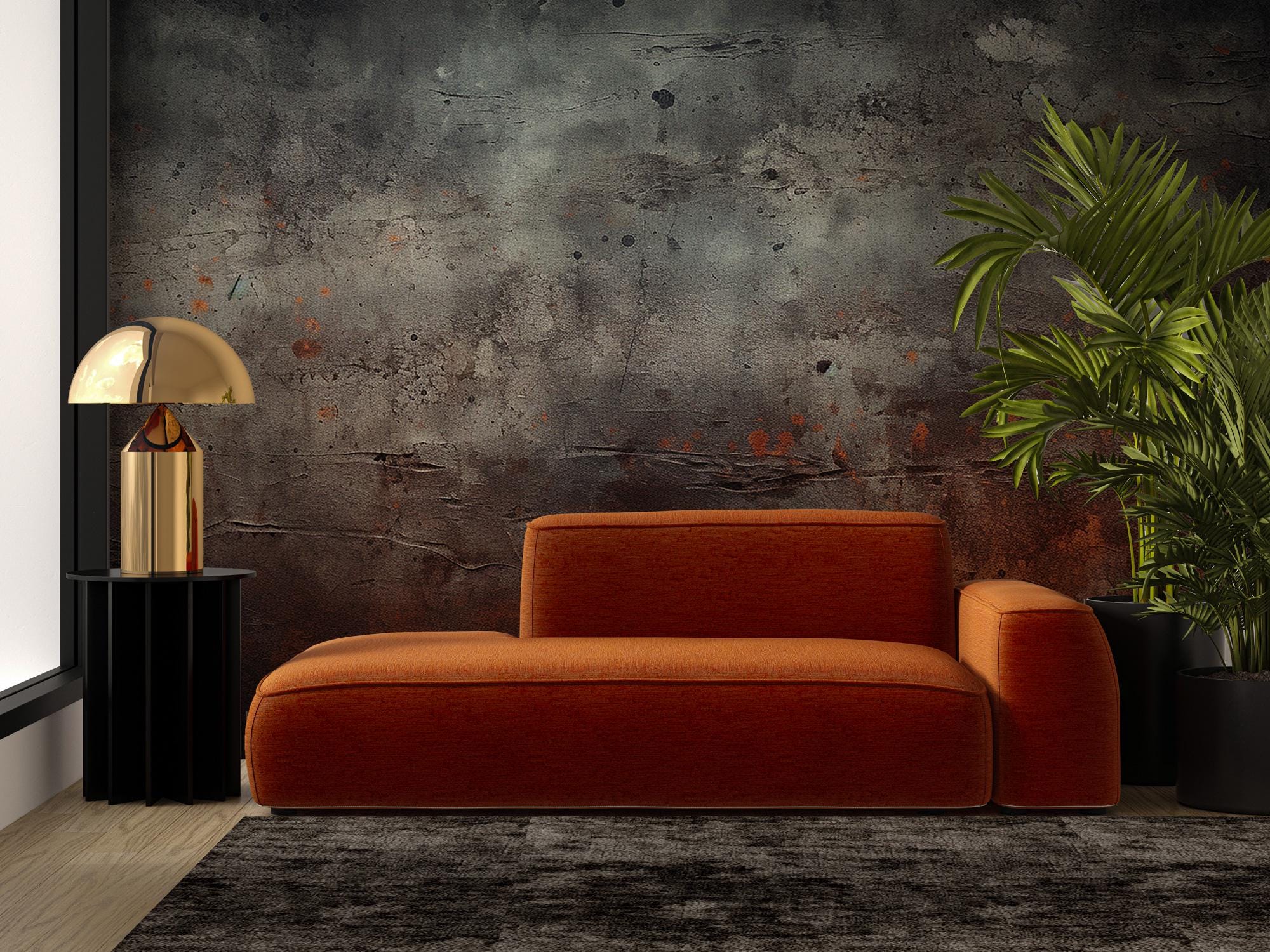 Black Concrete Wallpaper: Rusty Copper Tones, Peel and Stick - View 2