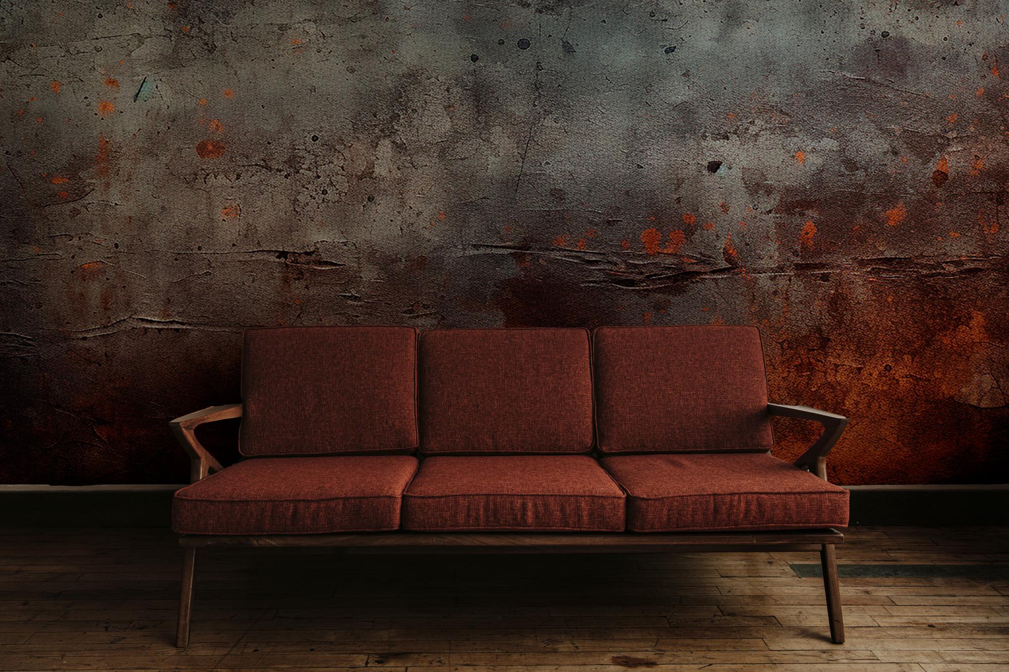 Black Concrete Wallpaper: Rusty Copper Tones, Peel and Stick - View 4