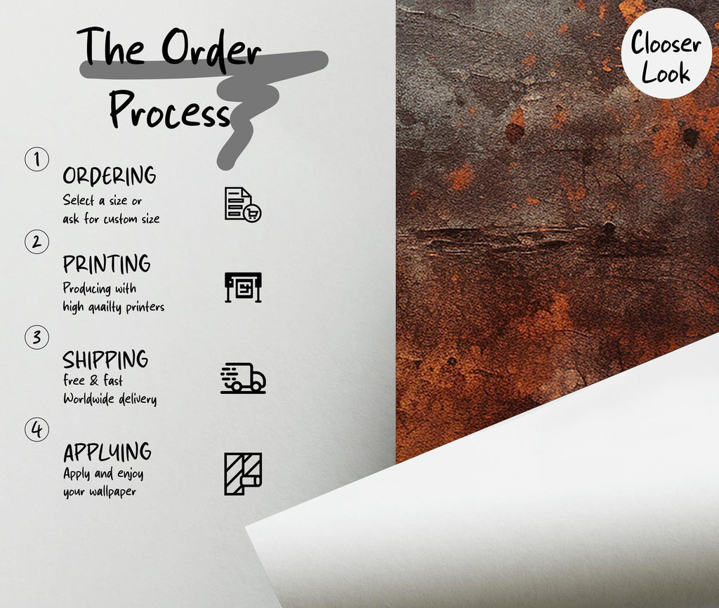 Black Concrete Wallpaper: Rusty Copper Tones, Peel and Stick - View 6