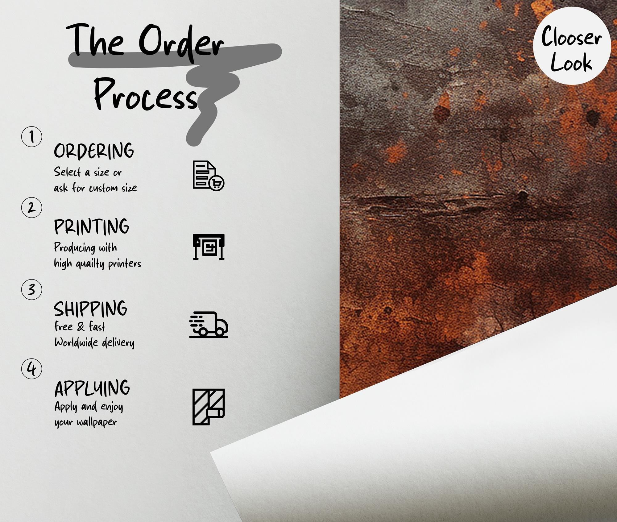 Black Concrete Wallpaper: Rusty Copper Tones, Peel and Stick - View 6