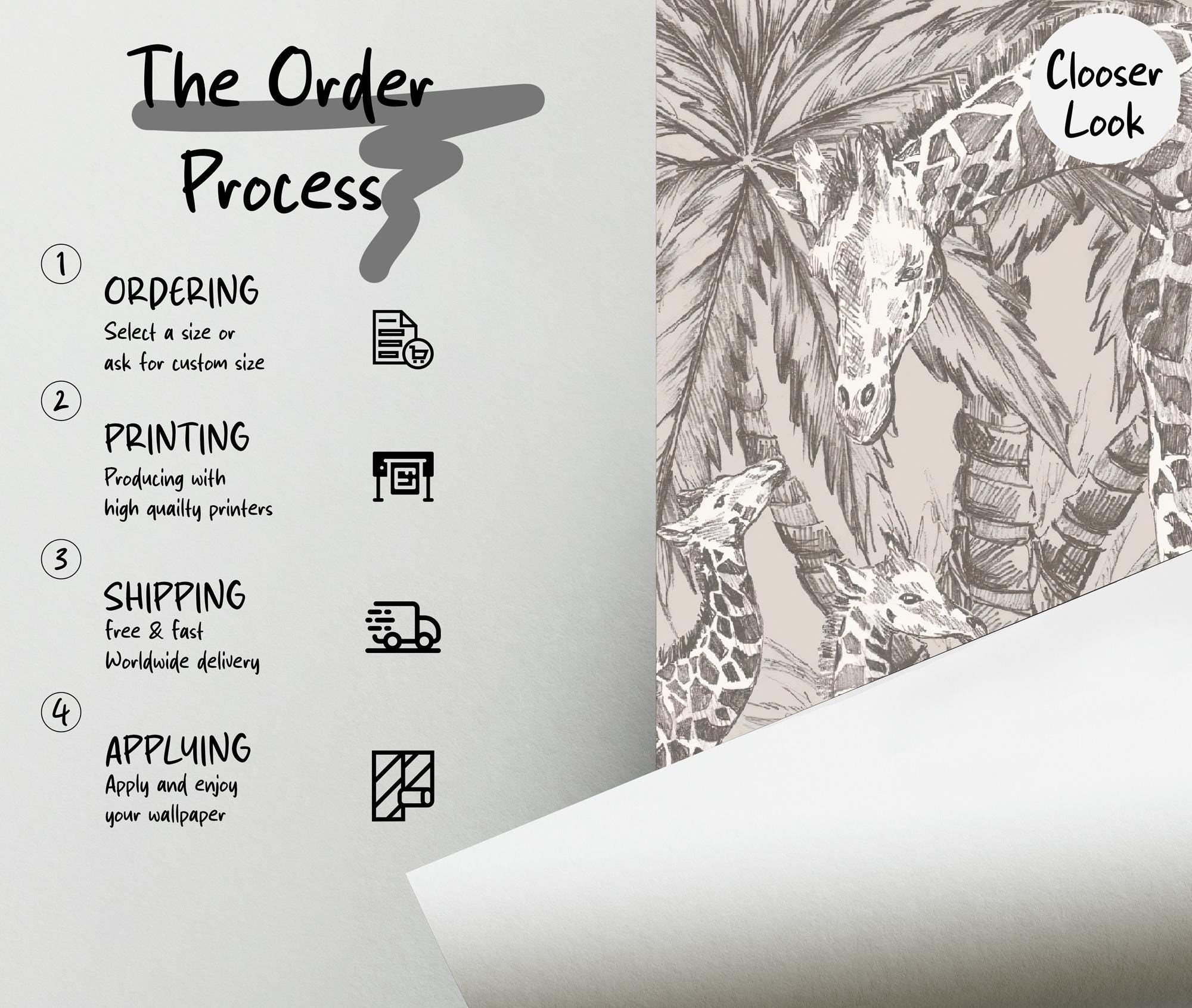 Safari Pattern Wallpaper: Neutral Jungle Mural, Kids Room Decor - View 5