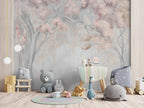 Watercolor Tree Wall Mural: Pastel Floral Peel and Stick Wallpaper - View 2