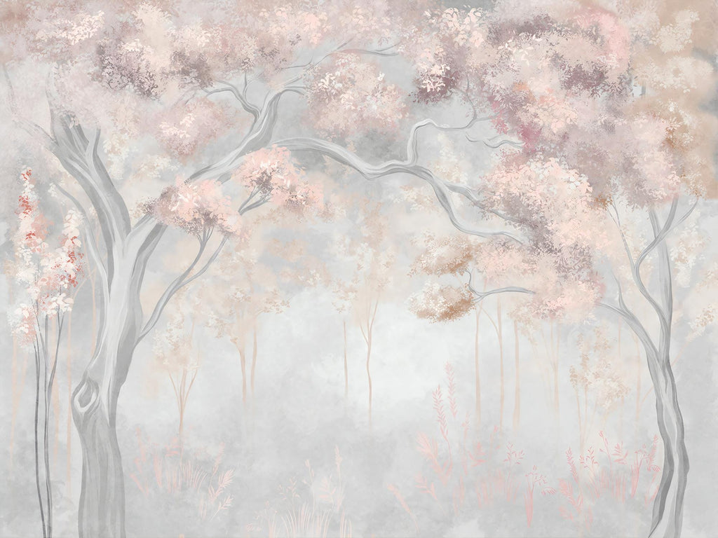 Watercolor Tree Wall Mural: Pastel Floral Peel and Stick Wallpaper - View 5