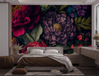 Dark Peony Floral Wall Mural: Removable Peel & Stick Wallpaper - View 2