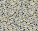 Coastal Fish Wallpaper: Hand Drawn Nautical Peel and Stick Mural - View 4