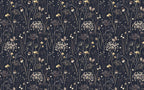 Dark Floral Wallpaper: Gold Wildflowers and Butterflies, Vintage Wall Mural - View 7