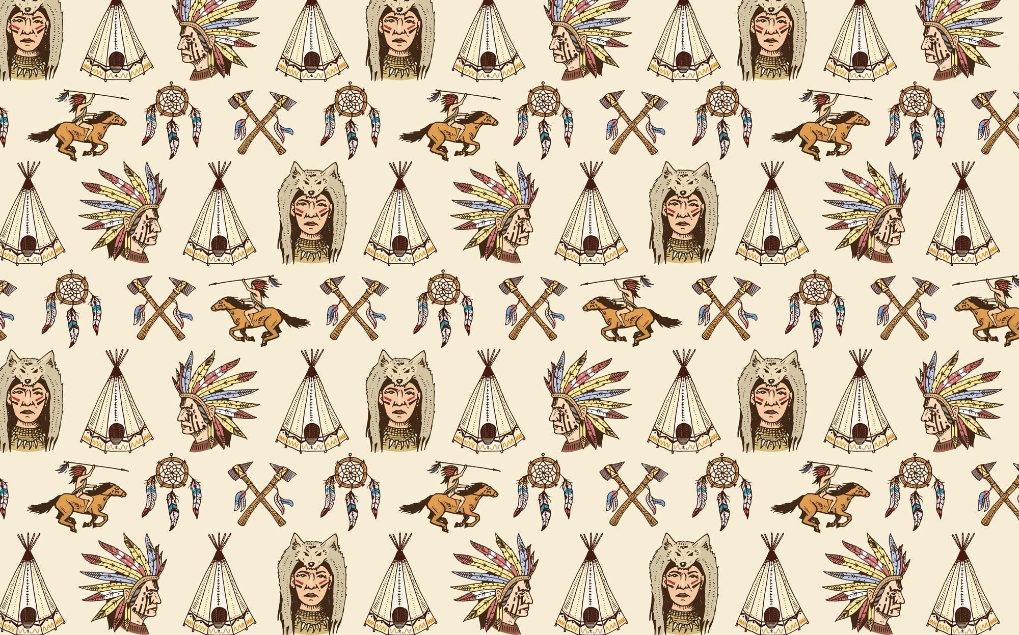 Native American Wallpaper Mural: Vintage Western Peel & Stick - View 5