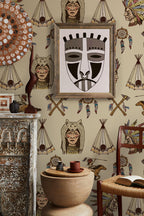 Native American Wallpaper Mural: Vintage Western Peel & Stick - View 2