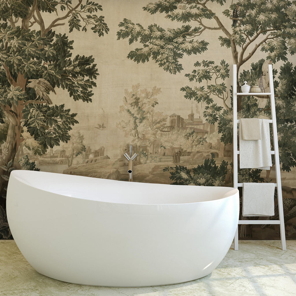 Vintage Scenic Landscape Wallpaper: European Mural, Custom Size Peel and Stick - View 2