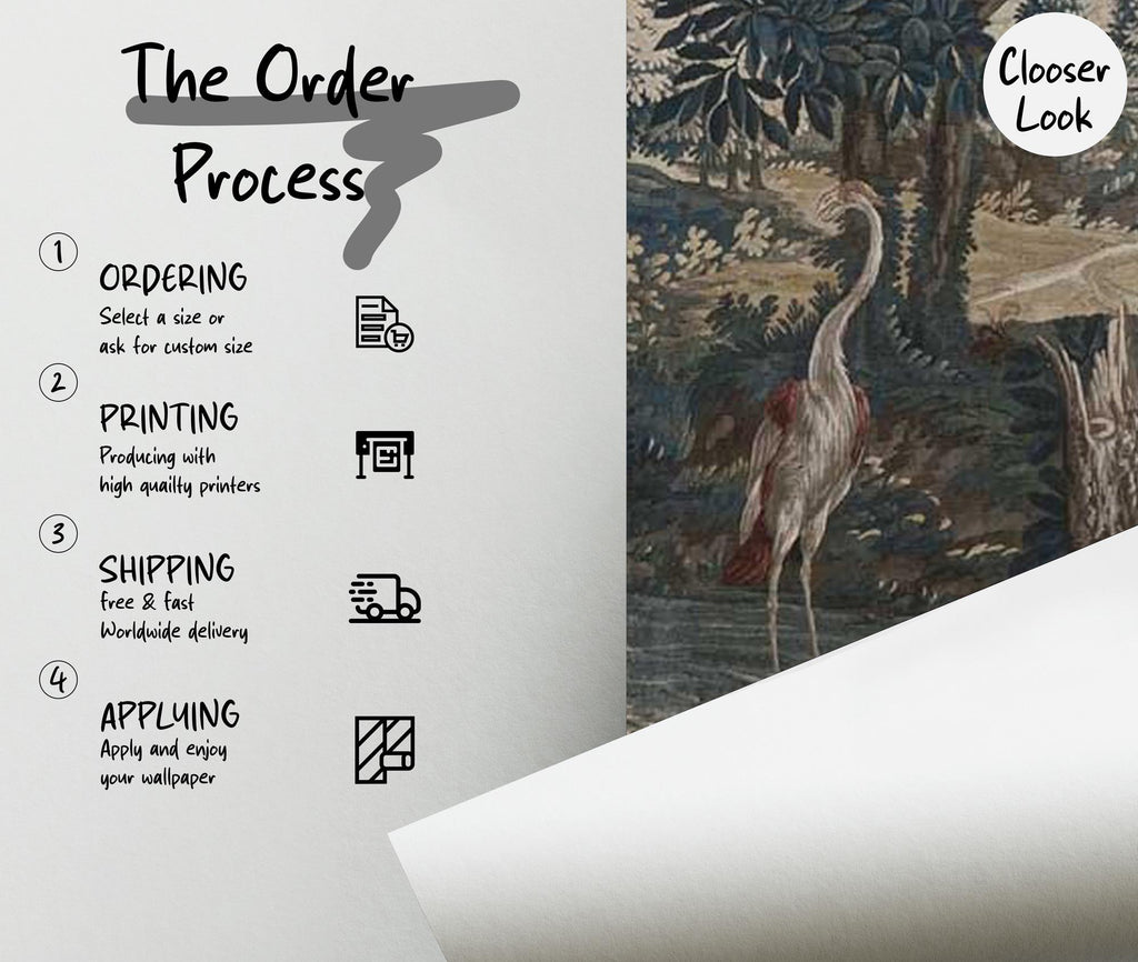 Dark Vintage Landscape Mural - Elegant Peel and Stick Wallpaper - View 7