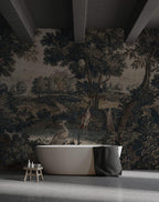 Dark Vintage Landscape Mural - Elegant Peel and Stick Wallpaper - View 8