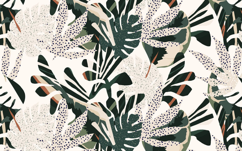 Tropical Leaf Peel and Stick Wallpaper: Jungle Botanical Wall Mural - View 6