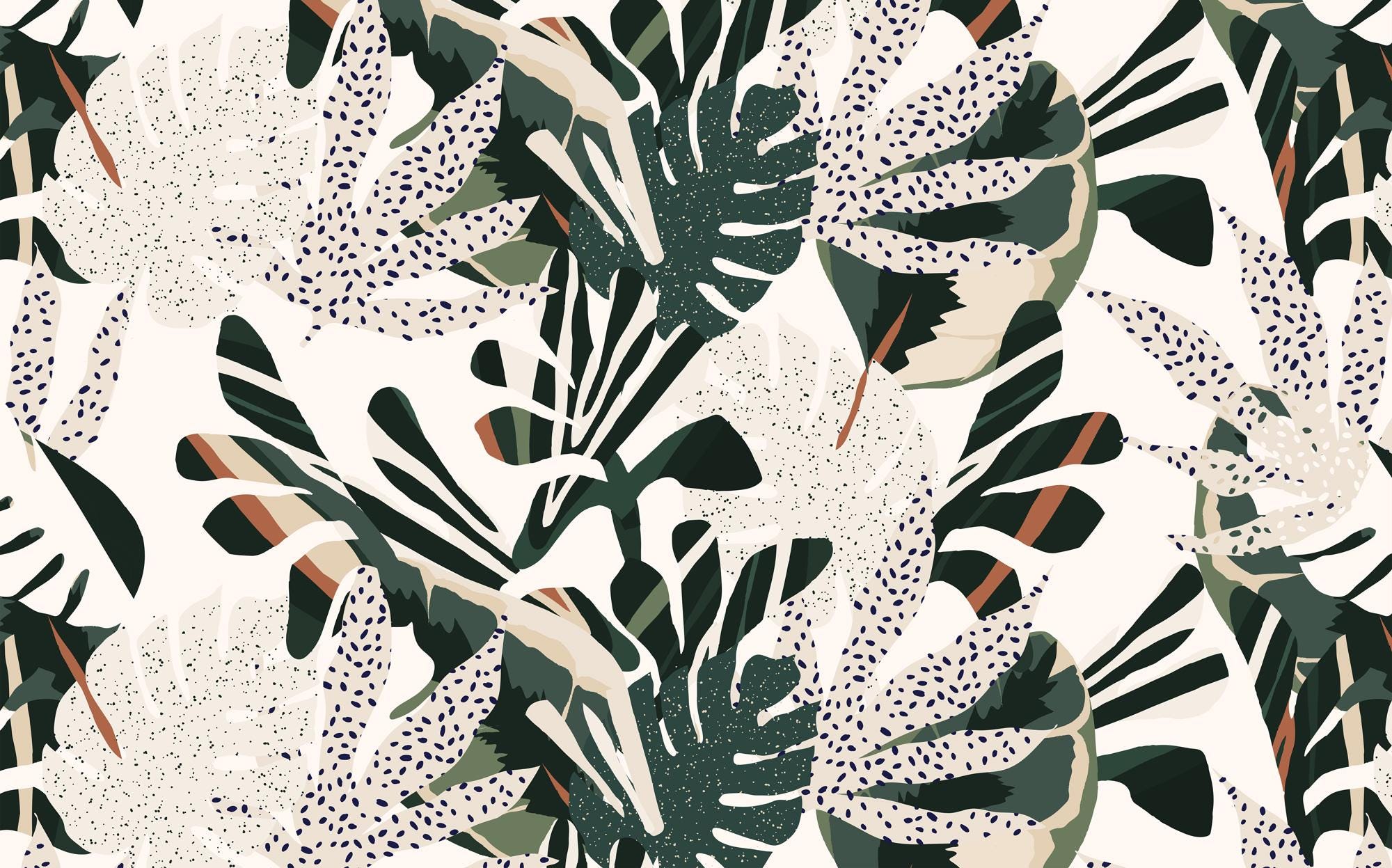 Tropical Leaf Peel and Stick Wallpaper: Jungle Botanical Wall Mural - View 6